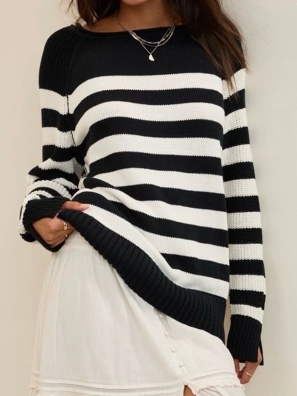Aerie NWT Black & White Bistro Sweater Size Medium NWT